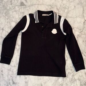 Moncler Black and White Polo Shirt with Sporty Design 5Y